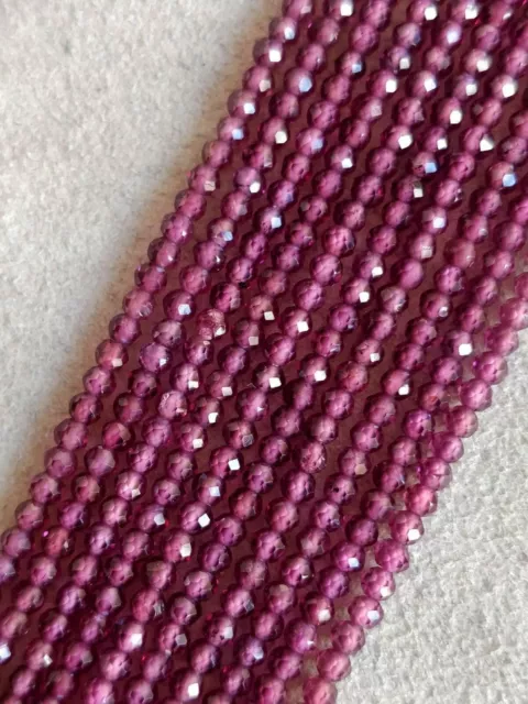 Natural Purple Garnet 2 mm Faceted Beads Rondelles Tiny beads 13" 10 Strings Set