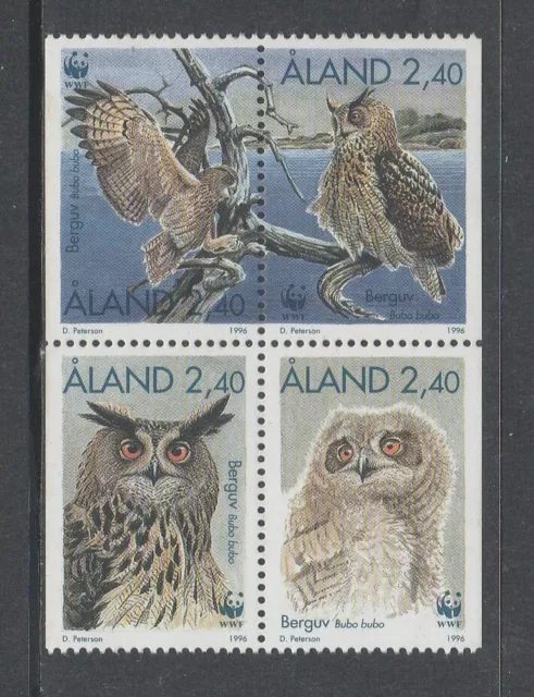 ALAND Islands - 1996 Endangered Species EAGLE OWL booklet block of 4 MNH - Birds