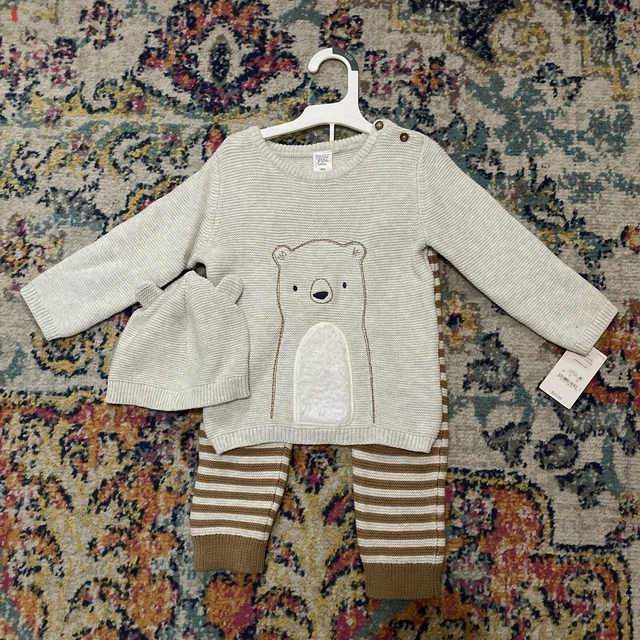 Just One You Carters baby boy 18 months set brown beige sweater beanie pants