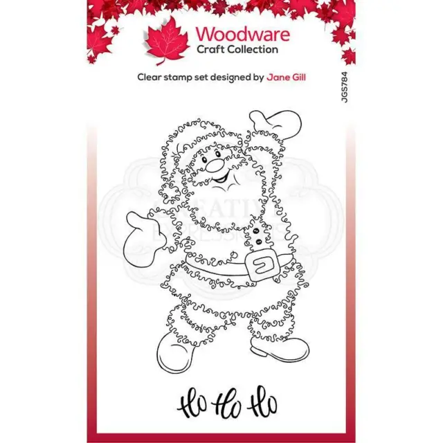 Woodware Festive Fuzzies Santa 2 Pc Clear Stamp Set Father Christmas Card Making
