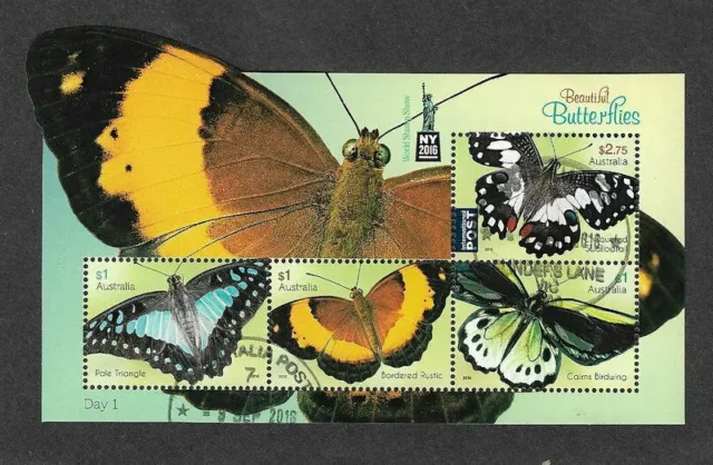 Australia 2016 Butterflies New York opt min sheet fine used cto