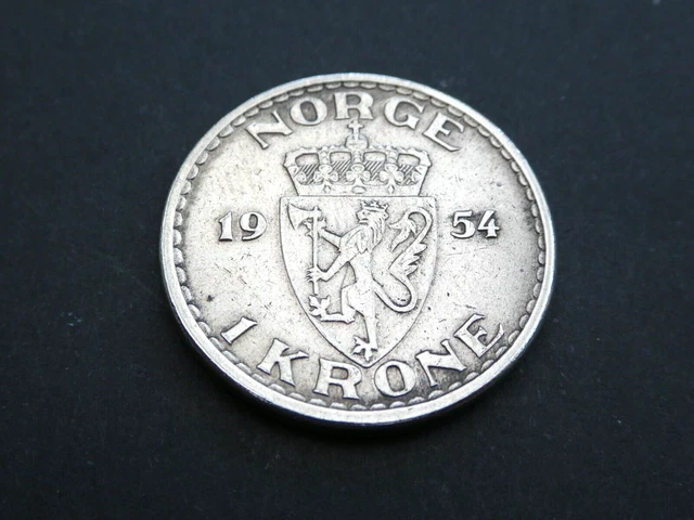 Norway 1 Krone 1954 Km#385 Very Fine Condition 1100513/514
