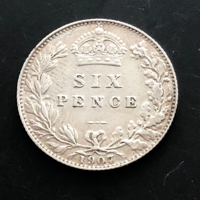 1907 Edward Vll .925 Silver Sixpence 2.8g high grade coin