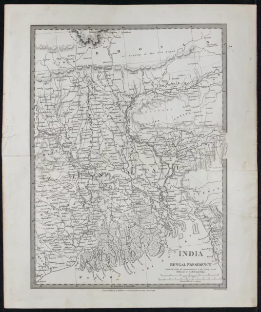 1831 - Inde, présidence du Bengale - Carte géographique ancienne - SDUK