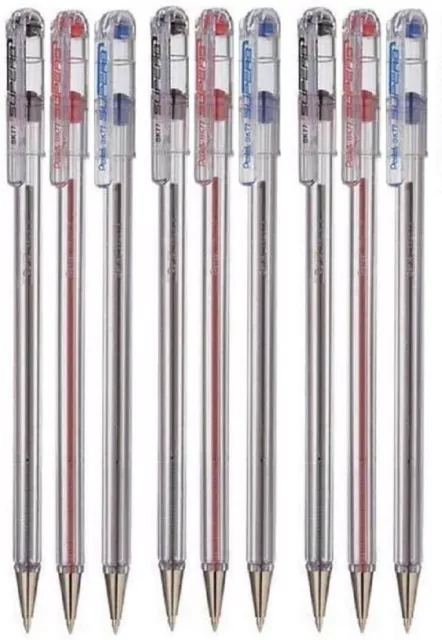 Pentel Superb BK77 Ballpoint Pen 0.7mm Slim Barrel Refillable 5 Assorted Colours