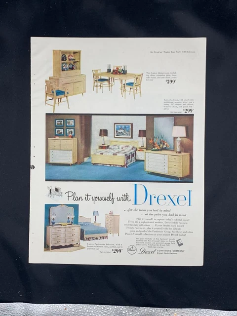 Magazine Ad* - 1955 - Drexel Furniture - Mid Century Modern - Parisienne