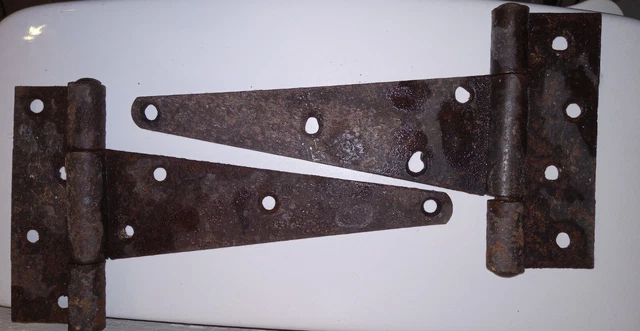 2 Vintage Rusty Barn Door Hinges Heavy