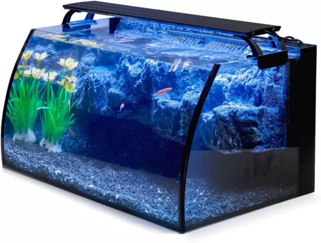 8 Gal Fish Tank LED Glass Aquarium Kit for Starters with 7W Power Filter Pump