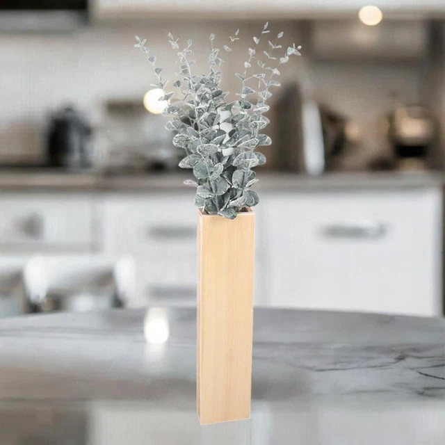 Vase suspendu en bois tube à essai - Soliflore - Marqueterie de paille