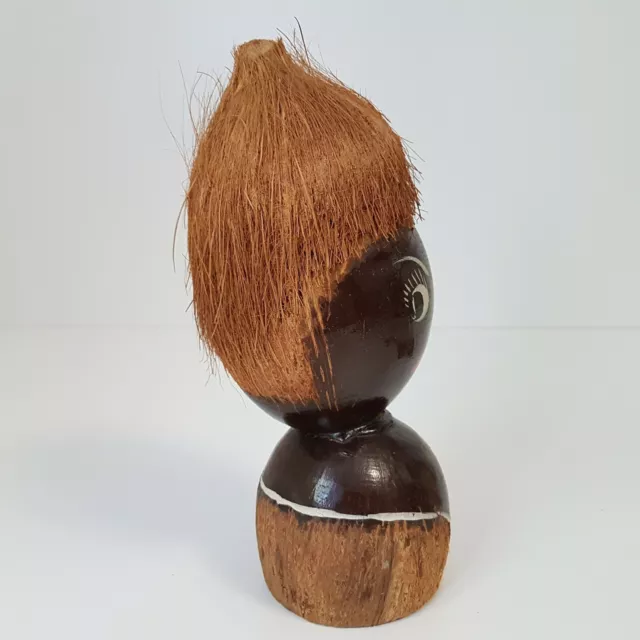 Hand Painted Female Coconut Head Figurine with Attitude Vintage 3