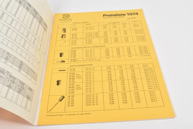 NEUMÜLLER OPTRON INFRARED Semiconductor Catalog 1974 Price List Data ...