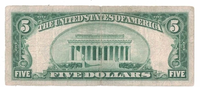 1934 D US $5 Dollar Silver Certificate UA Block Blue Seal Bank Note HC02347944 2