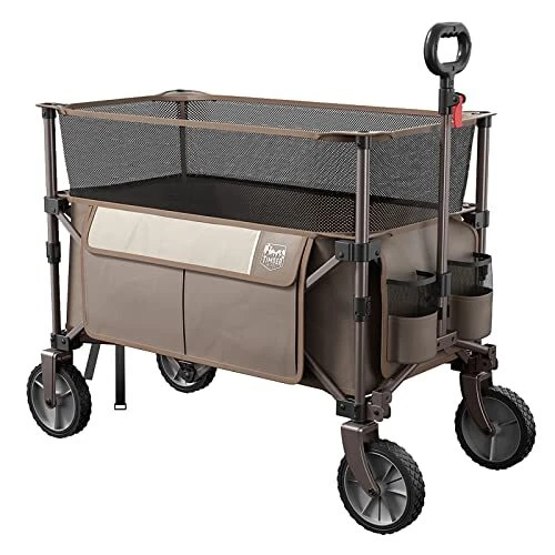 Extra Large Collapsible Folding Wagon Carts, Heavy Duty Outdoor Camping