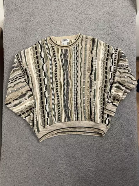 VINTAGE COOGI STYLE Alfani Sweater Tan Ivory Men s Large Multi