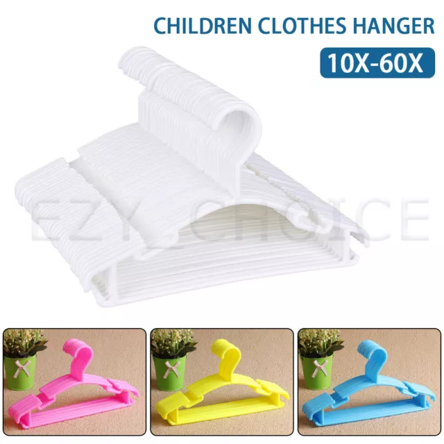 10-60PCS Colored Children Kids Coat Hangers Child Baby Clothes Hanger Cloth  Rack