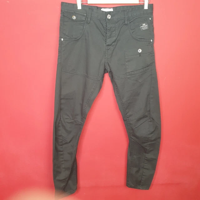 CROSSHATCH SER 55 Jeans Mens W32 L30 Black Denim Button Fly - Main Image