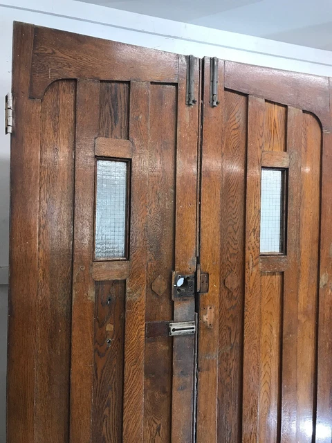 Solid Oak Front Door Set Antique Period Reclaimed Old Double Arts Crafts Arched 12