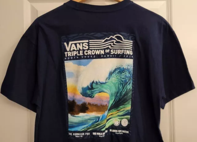 NEW Vans 2018 Hawaii North Shore Triple Crown Of Surfing T-Shirt, Size M, Navy