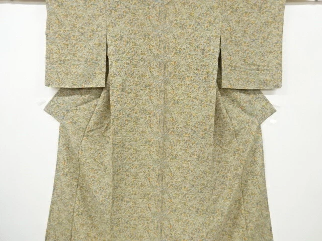 6484021: Japanese Kimono / Antique Hitoe Kimono / Jodai Tsumugi / Floral Sarasa