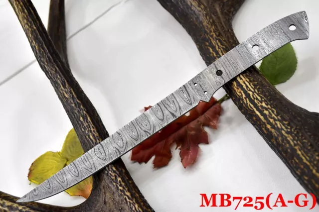 Custom Damascus Steel Blank Blade Fillet Hunting Knife DIY Handmade (MB725-D)
