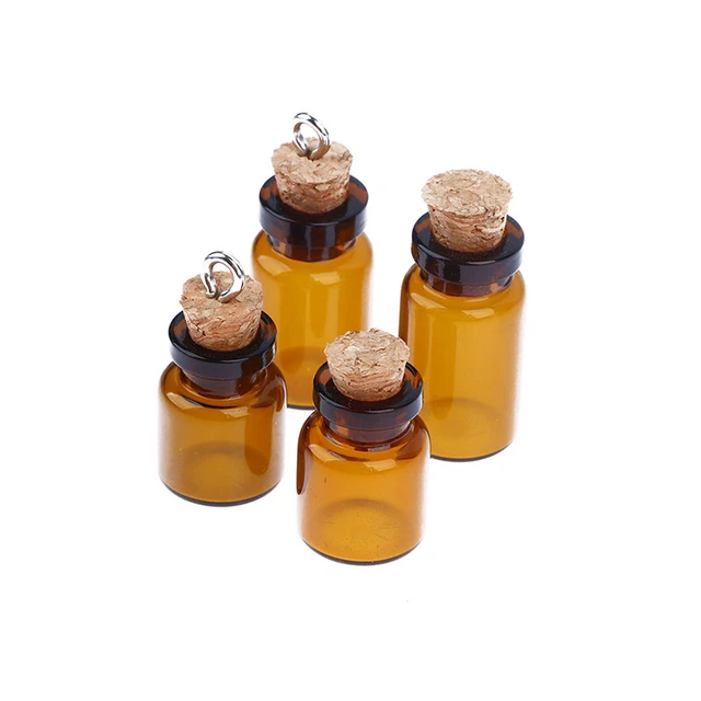 10Pcs Mini Glass Bottles With Cork Stopper 1ml /1.5ml Tiny Small Vials