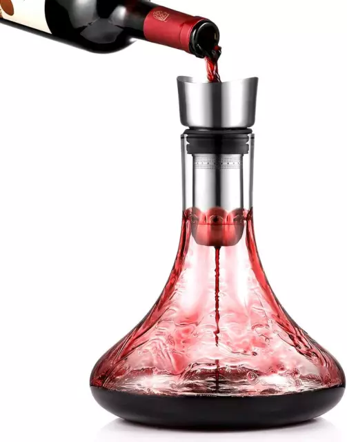 Decanter per Vino Rosso Senza Piombo, Decanter Vino in Cristallo Con Aeratore E