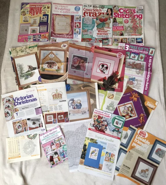 Bundle Job Lot Mixed Cross Stitch Charts Patterns Magazines Pull-Outs Booklets