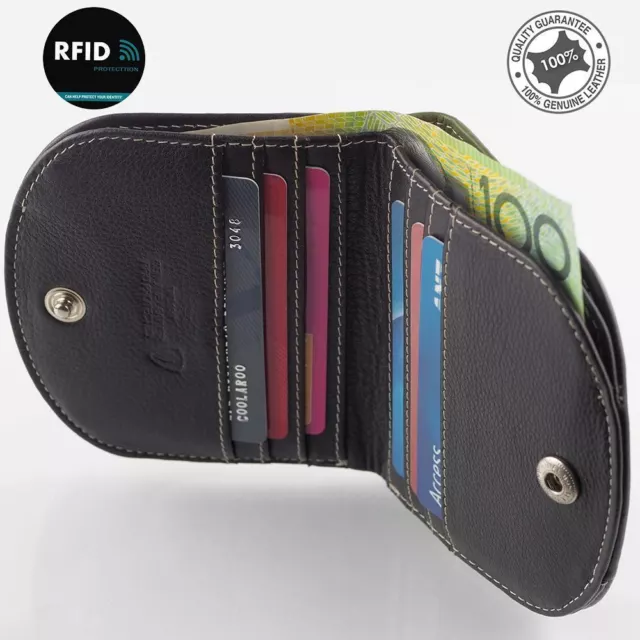 Women's Full Grain Genuine Leather RFID Small Multi Colours Wallet/Coin Purse