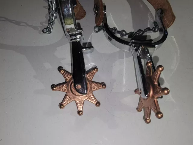 Vintage Western Spurs  Plain Pattern Silver And Gold Tone Unmarked