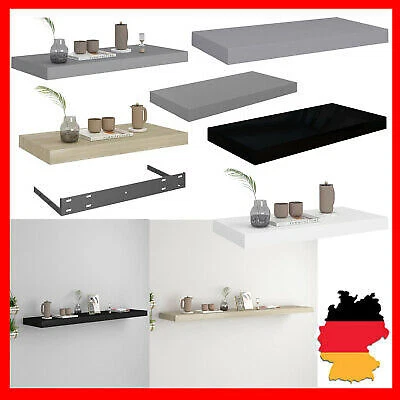 Edaygo Wandboard Regal 90x23,5x3,8cm - Freischwebendes Bücherregal Hochglanz-schwarz