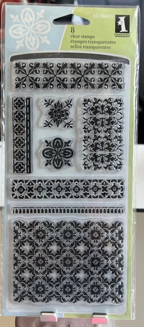 INKADINKADO CLEAR Rubber Stamps POSH MOTIFS AND TRIM 8 Pc Set NEW