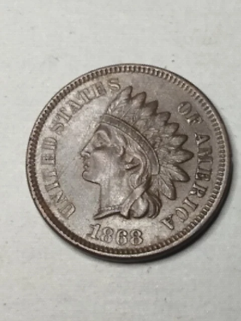1868 Indian Cent In Borderline Unc Brown Condition With Cud Like Die Crack! #277