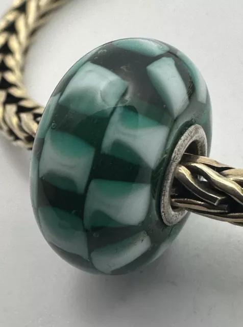 Trollbeads - Authentic - Genuine - Unique - OOAK - Chess - Dark Green & White