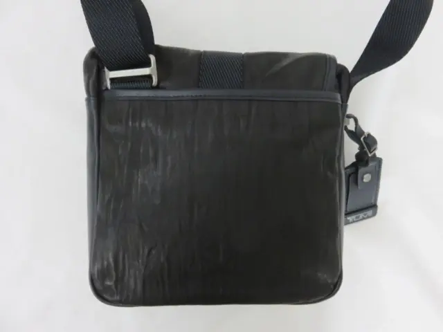 Mens Tumi Alpha Bravo Barton  Black Leather Crossbody Travel Bag 9x9" MSRP $425 3