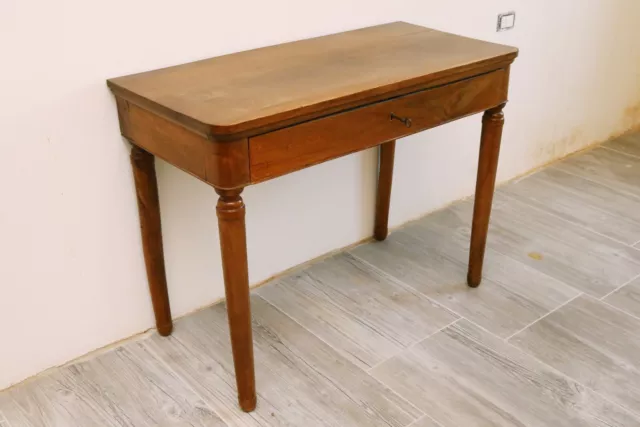 tavolo scrittoio antico legno noce massello gambe tronite carlo X XIX secolo 2