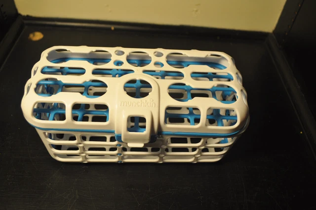 Munchkin Dishwasher Basket Blue White Bottle Nipple Pacifier Lids Utencils (321)