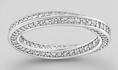 Solid Sterling Silver 3mm Wide Stylish Cz Eternity Anniversary Band Ring Size 9