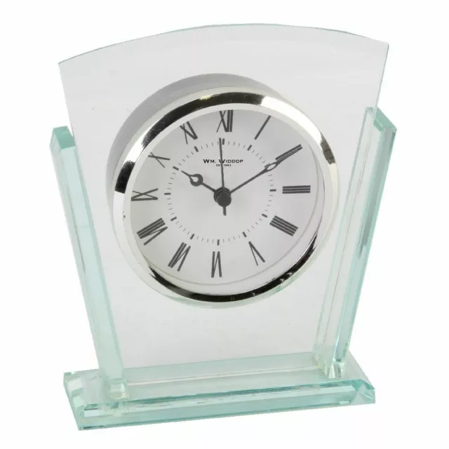 Art Deco Fan Shaped Glass Mantel Clock.new And Boxed.