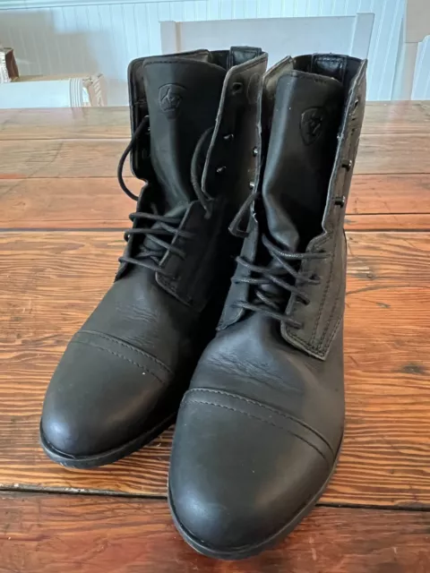 ARIAT Scout Paddock Black Leather Lace-up Riding Boots Womens 7.5B  10016413