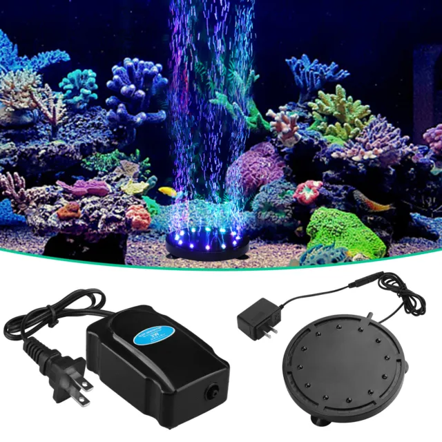 Aquarium Electric Air Pump LED Aquarium Air Bubble Light Fish Tank Oxygen Pump