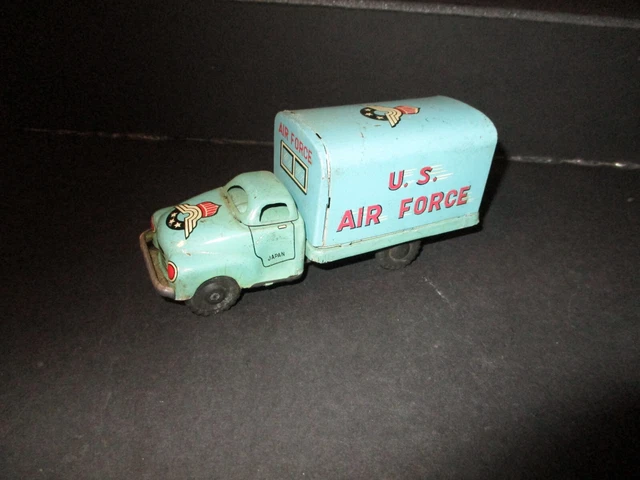 antique tin toy HAJI Japan Air Force truck friction tôle, blech (15