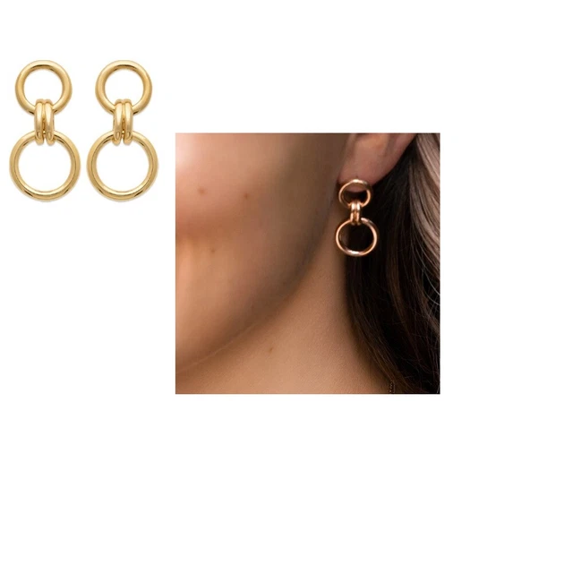 Boucles D'oreilles Or Bicolore 18 Carats Avec Rubis Et Oxydes De Zirconium - Neuf Avec étiquettes