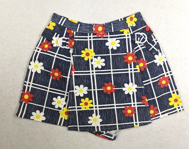 VINTAGE 60s 70s GIRL'S MOD FLORAL PRINT SKORT