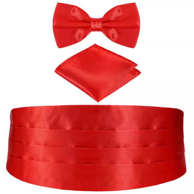 3 Pcs Cumberbund Bow Tie Set Men's Stain Cummerbund Pocket Clothing Man