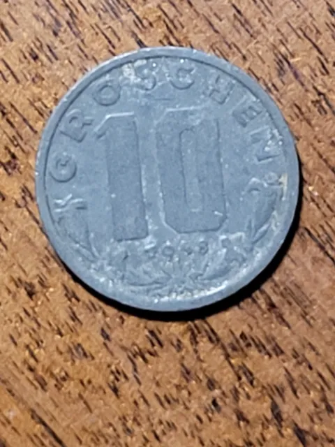 Austria 10 Groschen coin, 1948. KM# 2874, zinc. Coat of arms - eagle.