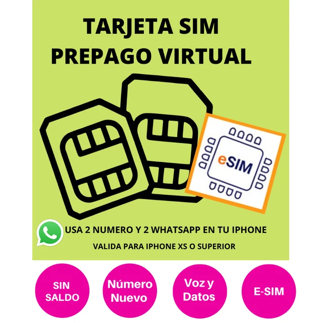 Tarjeta E-SIM de Prepago SIN SALDO. NÚMERO NUEVO-NECESARIO IDENTIFICAR A CLIENTE
