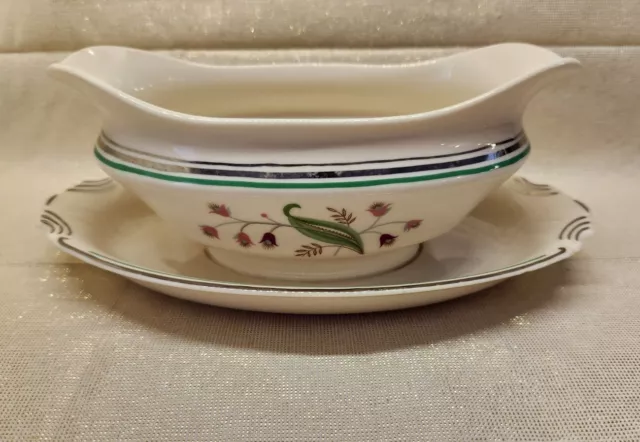 Vtg Old Ivory Syracuse China Coralbel Gravy Boat W/Attached Underplate