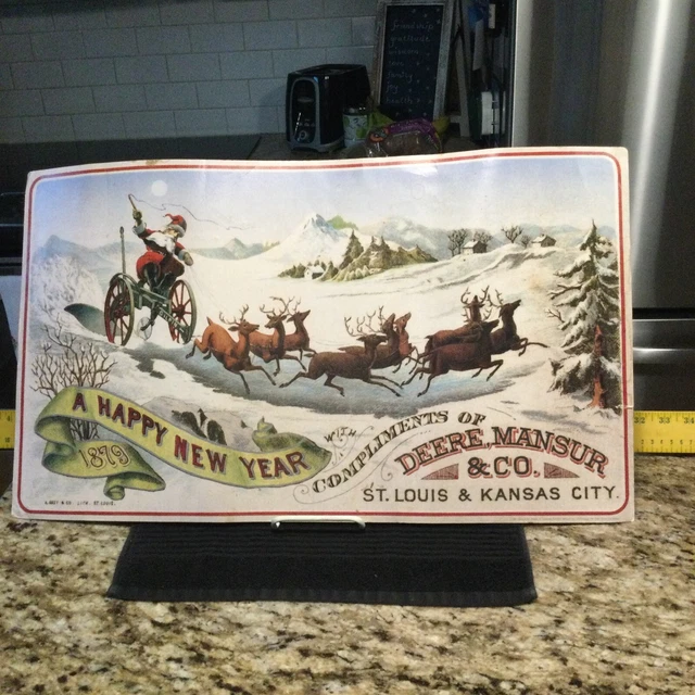 1991 John Deere “Happy New Year” Deere & Mansur Cardboard Poster 16” X 24” As-is