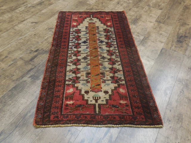 VINTAGE TURKISH HAND MADE GEOMETRIC ANATOLIAN VILLAGE MADE RUG 2x3.9 Ft