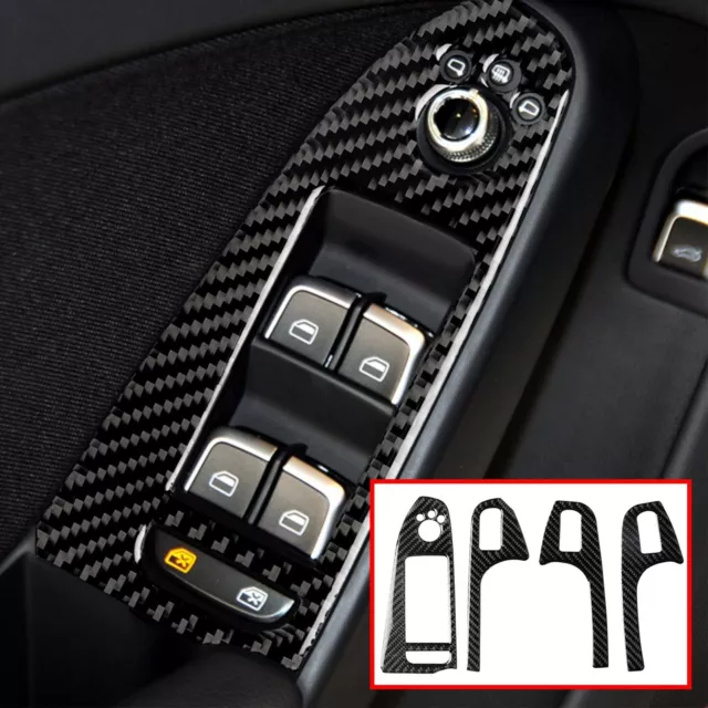4 * Carbon Fensterheber Schalter Taste Abdeckung Trim für Audi A4 A5 Q5 S4